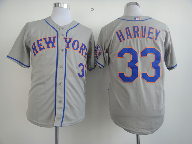 Men New York Mets #33 Harvey Grey MLB Jerseys->new york mets->MLB Jersey